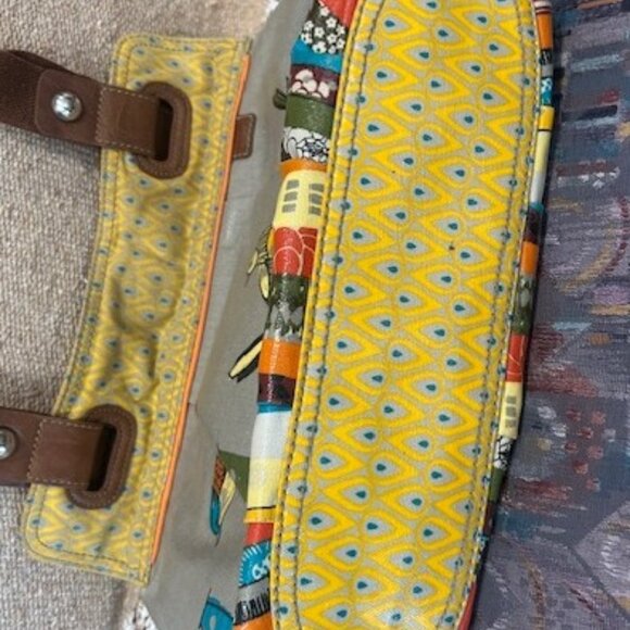 FOSSIL Key-Per Coated Canvas BIRD Design Medium Purse Shoulder Bag - Picture 8 of 10